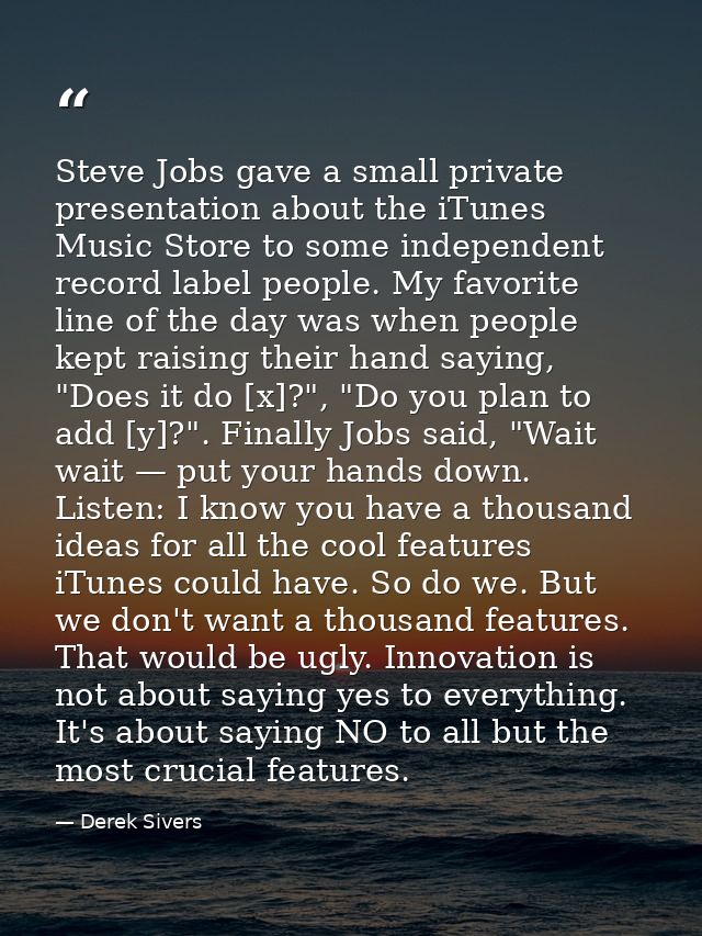 Steve Jobs gave a small private presentation about the iTunes Music Store to some independent record label people. My fa — Derek Sivers