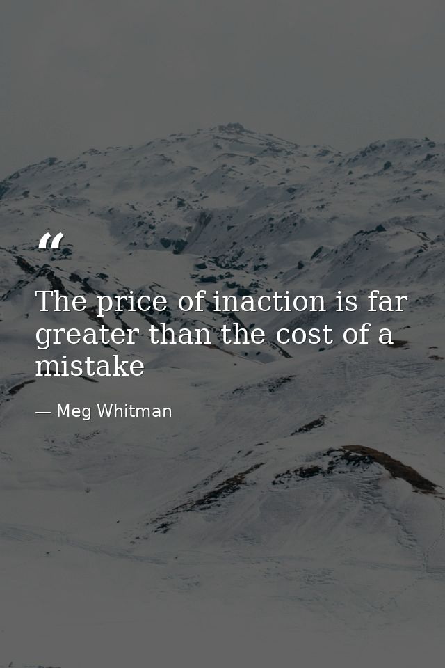 The price of inaction is far greater than the cost of a mistake — Meg Whitman