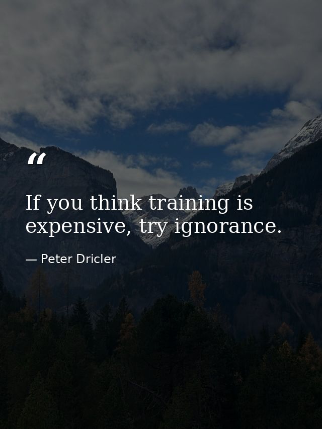 If you think training is expensive, try ignorance. — Peter Dricler