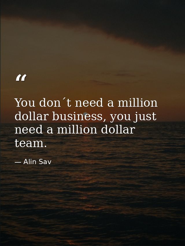 You don´t need a million dollar business, you just need a million dollar team. — Alin Sav