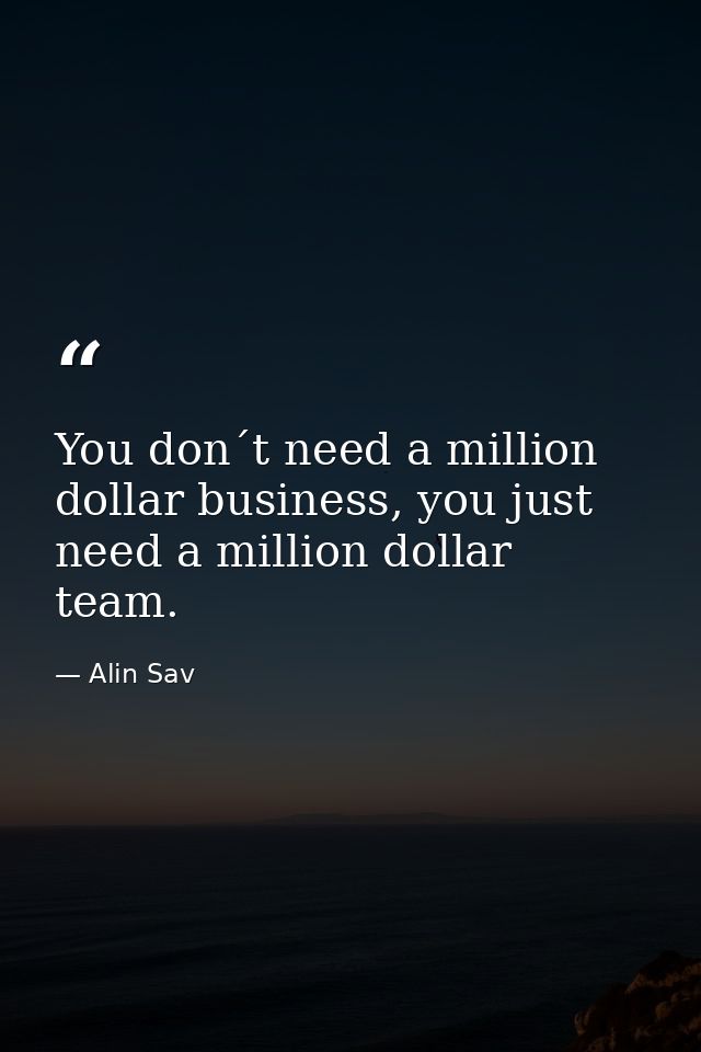 You don´t need a million dollar business, you just need a million dollar team. — Alin Sav
