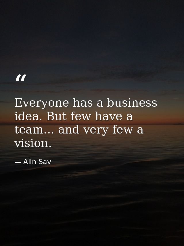 Everyone has a business idea. But few have a team... and very few a vision. — Alin Sav