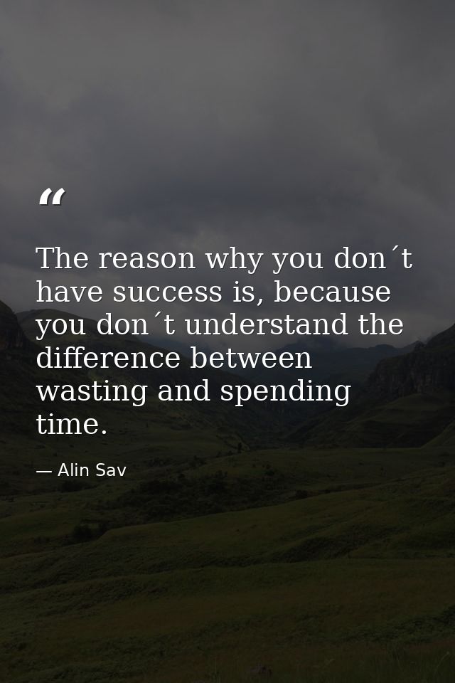 The reason why you don´t have success is, because you don´t understand the difference between wasting and spending time. — Alin Sav