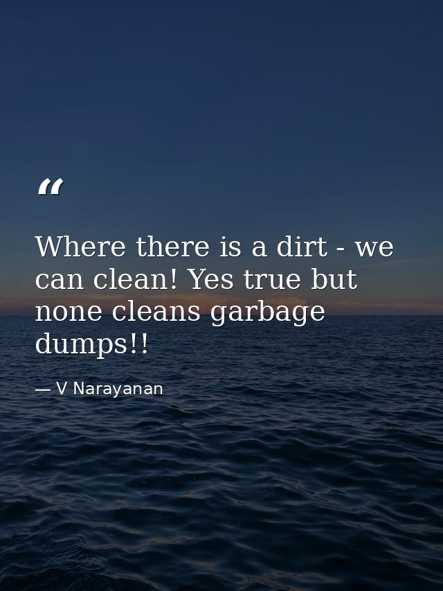 Where there is a dirt - we can clean! Yes true but none cleans garbage dumps!! — V Narayanan