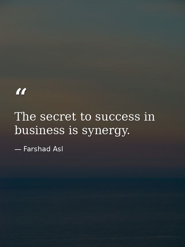 The secret to success in business is synergy. — Farshad Asl
