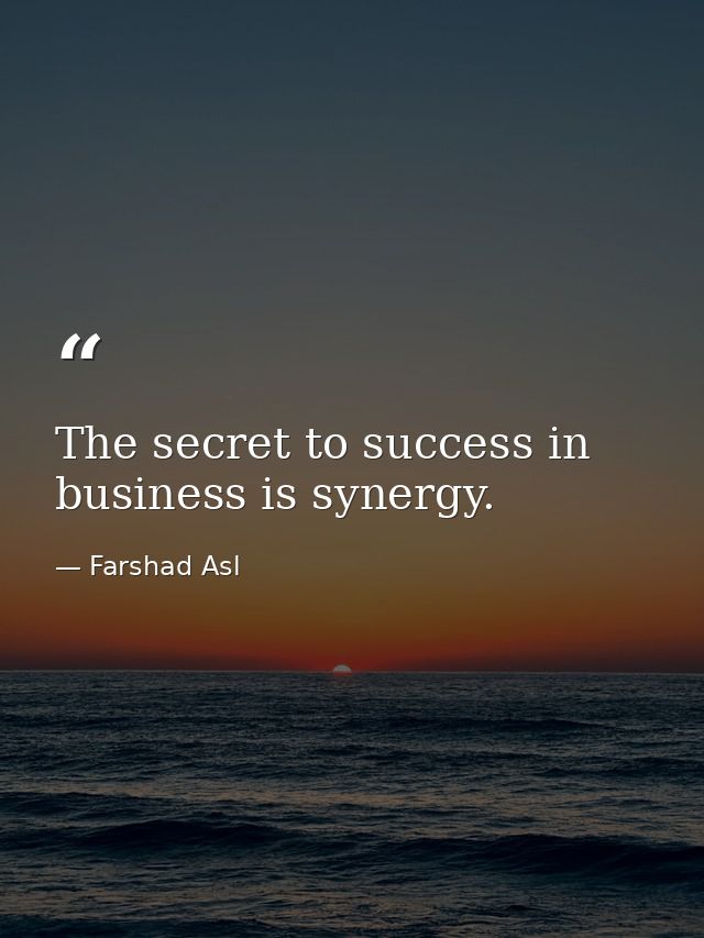 The secret to success in business is synergy. — Farshad Asl