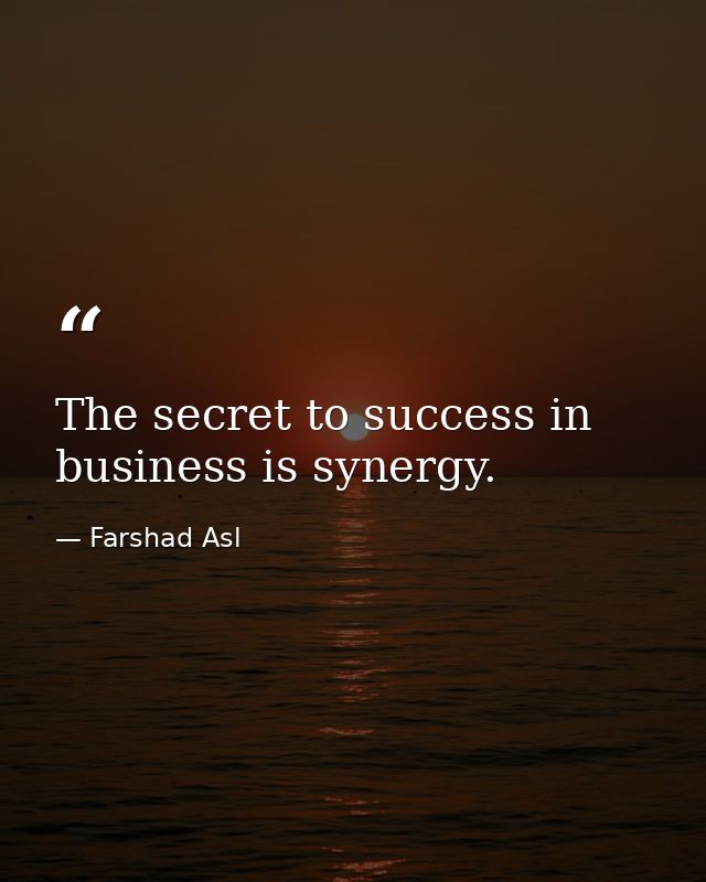 The secret to success in business is synergy. — Farshad Asl