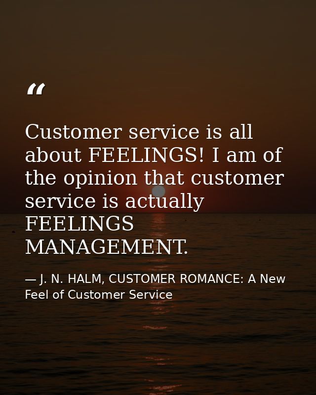 Customer service is all about FEELINGS! I am of the opinion that customer service is actually FEELINGS MANAGEMENT. — J. N. HALM, CUSTOMER ROMANCE: A New Feel of Customer Service