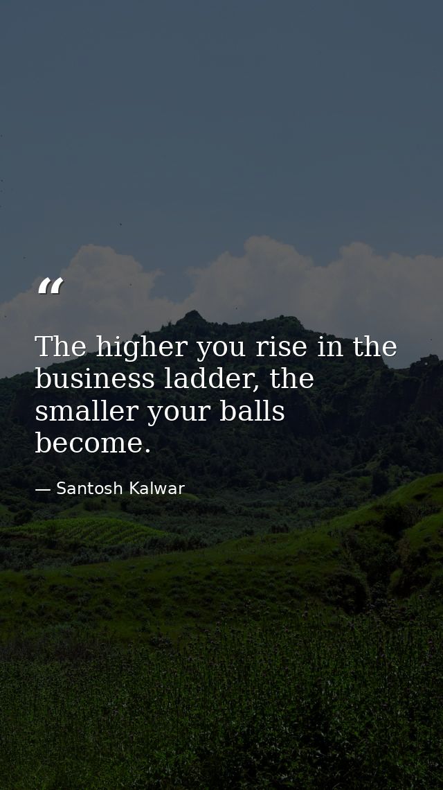 The higher you rise in the business ladder, the smaller your balls become. — Santosh Kalwar