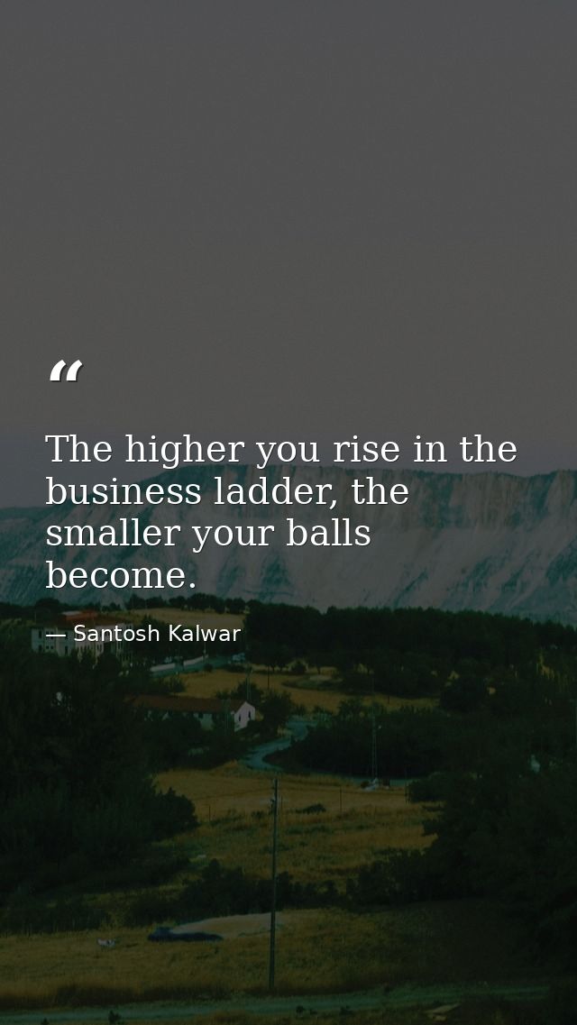 The higher you rise in the business ladder, the smaller your balls become. — Santosh Kalwar