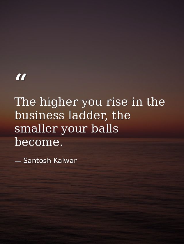 The higher you rise in the business ladder, the smaller your balls become. — Santosh Kalwar