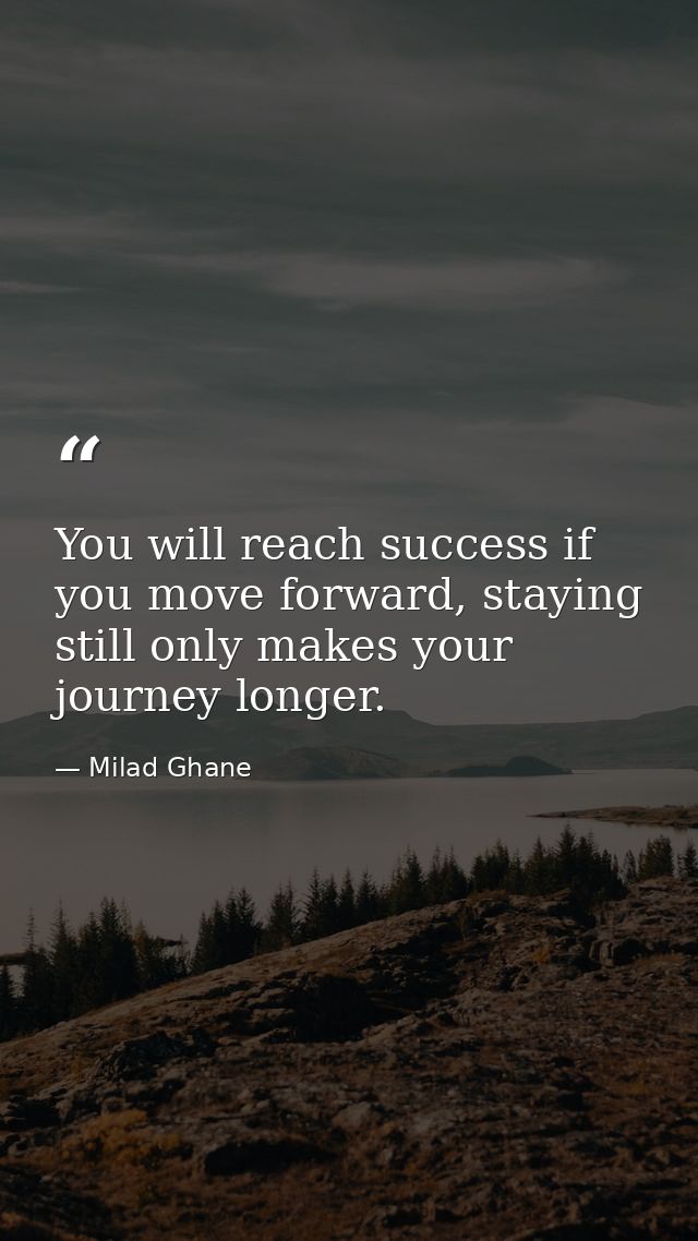 You will reach success if you move forward, staying still only makes your journey longer. — Milad Ghane