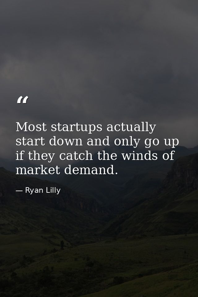 Most startups actually start down and only go up if they catch the winds of market demand. — Ryan Lilly