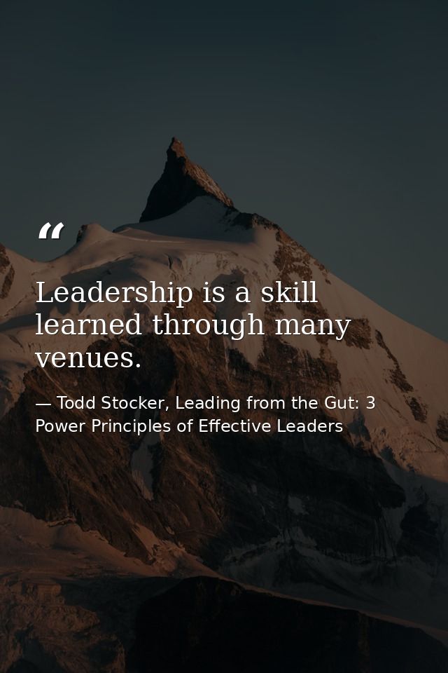 Leadership is a skill learned through many venues. — Todd Stocker, Leading from the Gut: 3 Power Principles of Effective Leaders