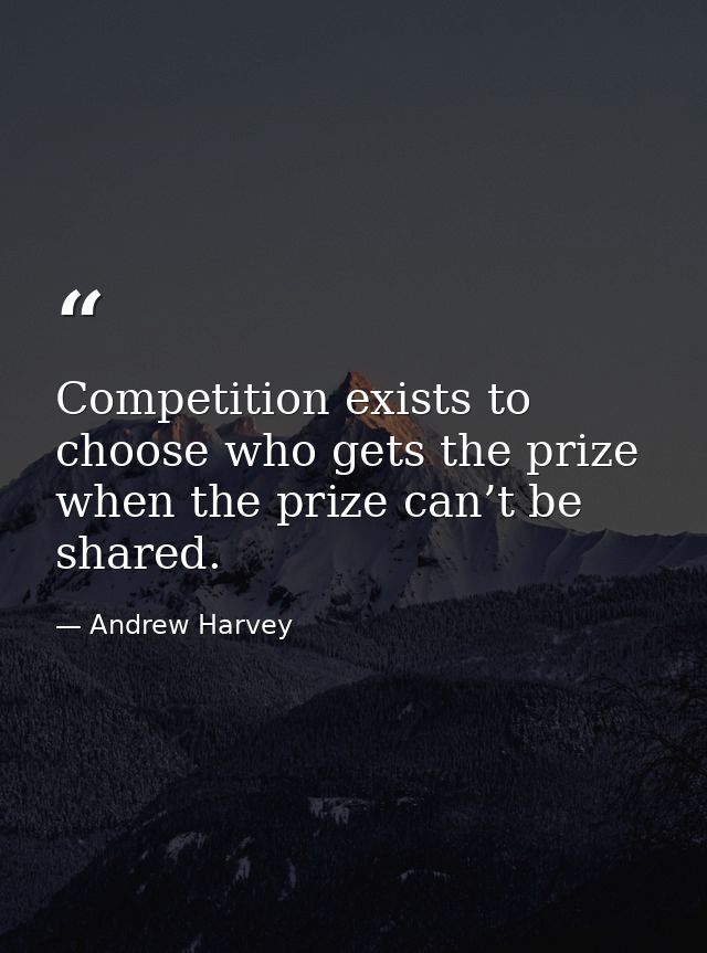 Competition exists to choose who gets the prize when the prize can’t be shared. — Andrew Harvey