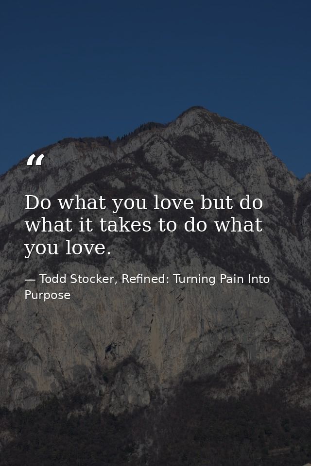 Do what you love but do what it takes to do what you love. — Todd Stocker, Refined: Turning Pain Into Purpose