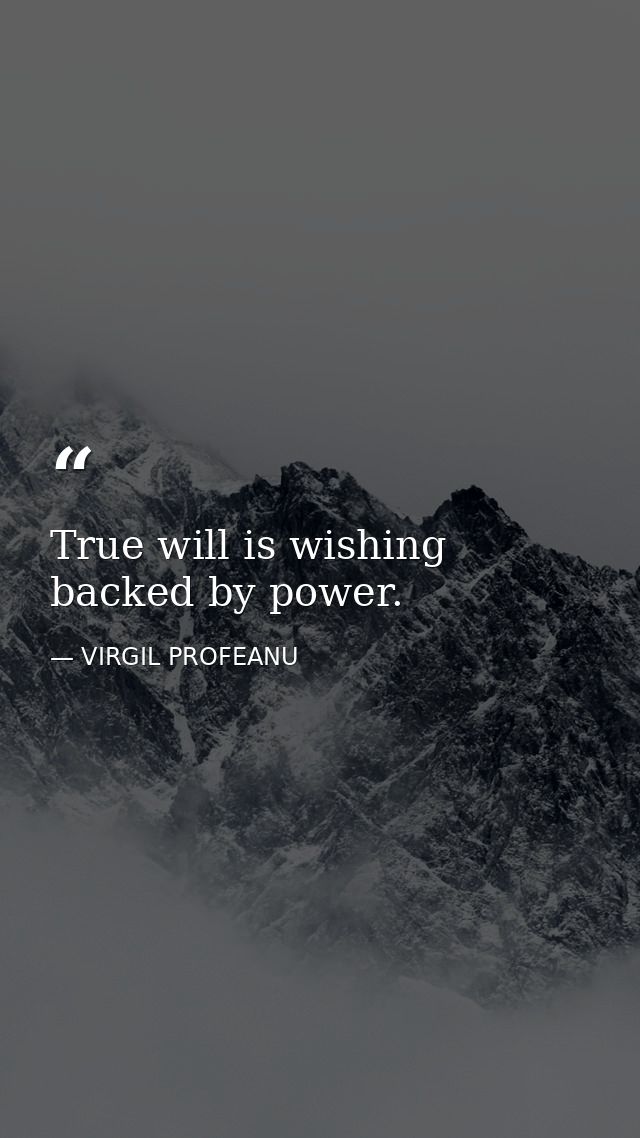 True will is wishing backed by power. — VIRGIL PROFEANU