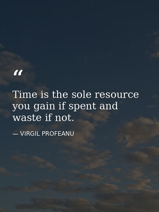 Time is the sole resource you gain if spent and waste if not. — VIRGIL PROFEANU