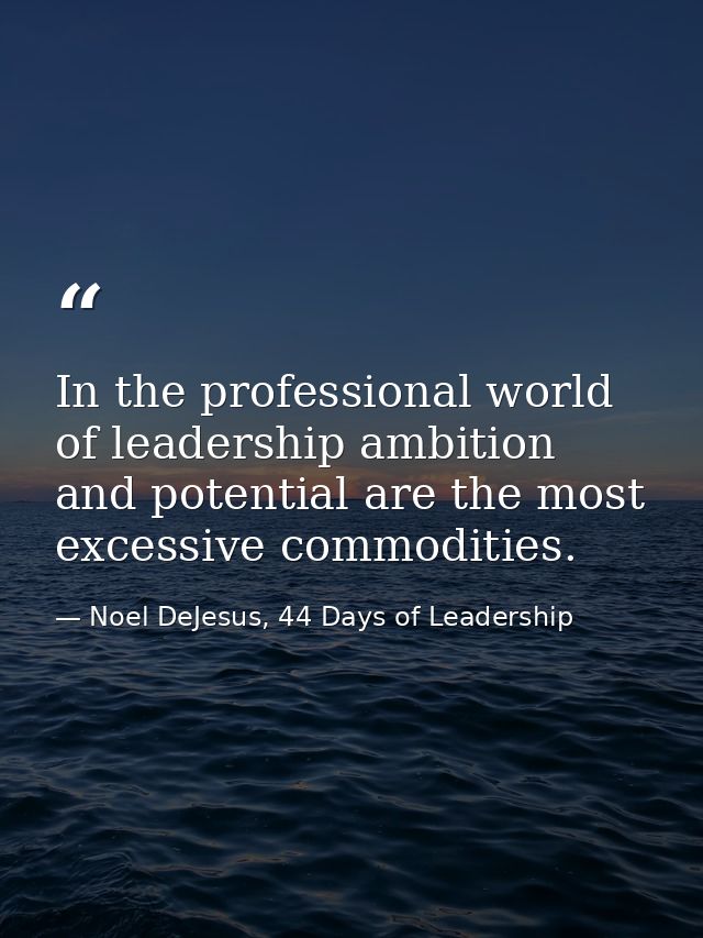 In the professional world of leadership ambition and potential are the most excessive commodities. — Noel DeJesus, 44 Days of Leadership