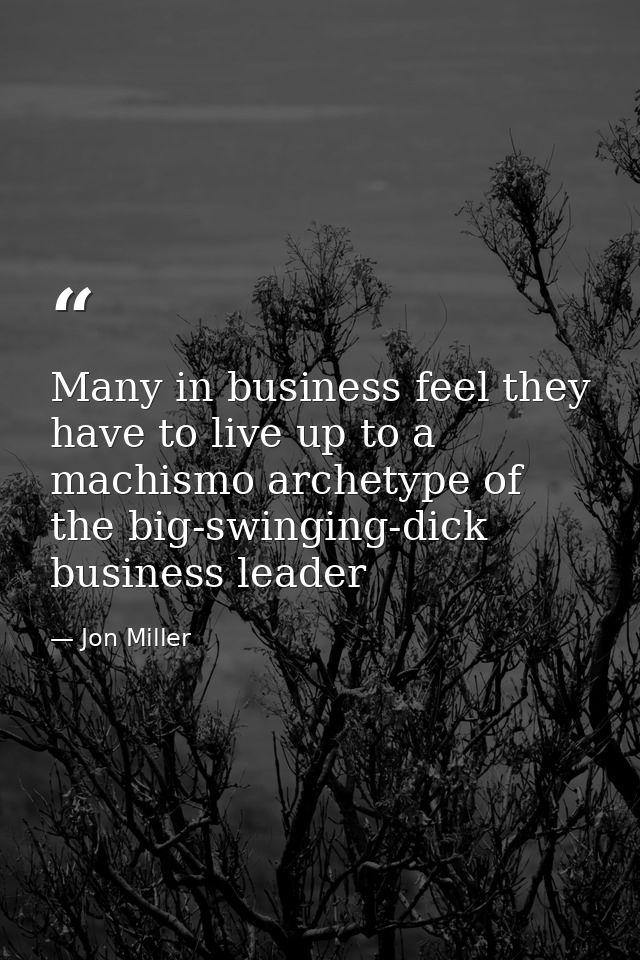 Many in business feel they have to live up to a machismo archetype of the big-swinging-dick business leader — Jon Miller