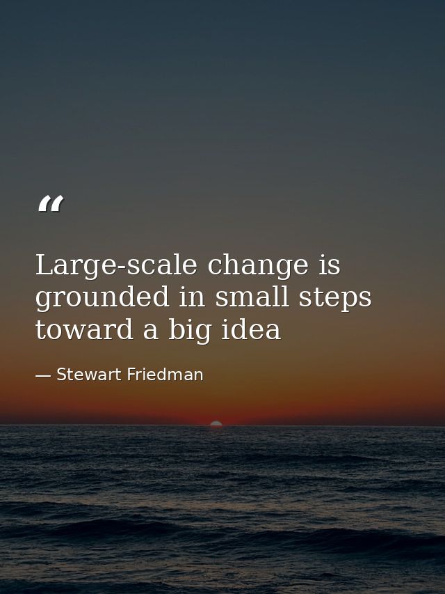 Large-scale change is grounded in small steps toward a big idea — Stewart Friedman