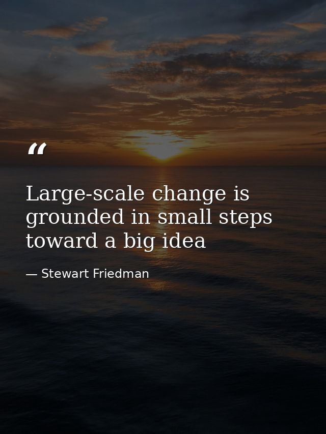 Large-scale change is grounded in small steps toward a big idea — Stewart Friedman