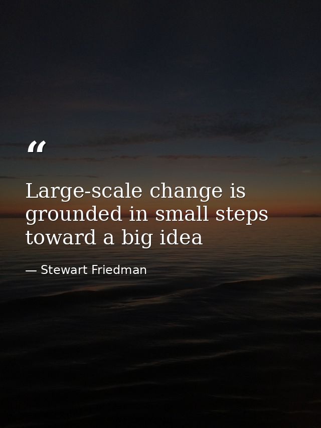 Large-scale change is grounded in small steps toward a big idea — Stewart Friedman