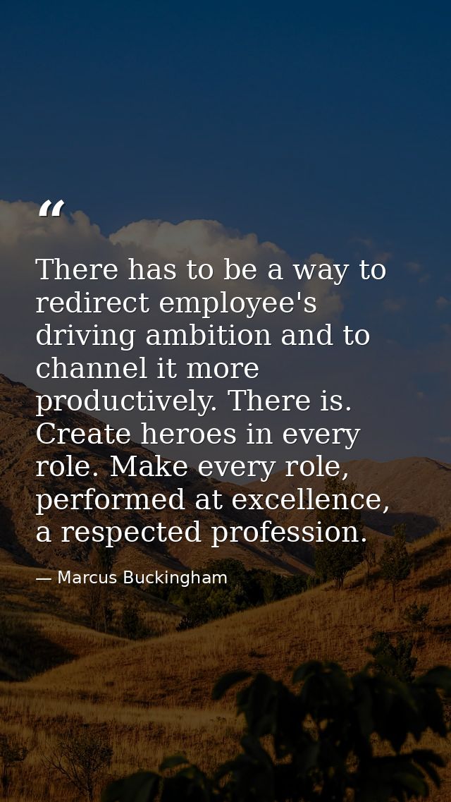 There has to be a way to redirect employee's driving ambition and to channel it more productively. There is. Create hero — Marcus Buckingham