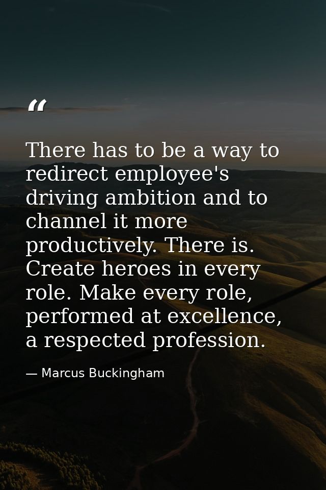 There has to be a way to redirect employee's driving ambition and to channel it more productively. There is. Create hero — Marcus Buckingham