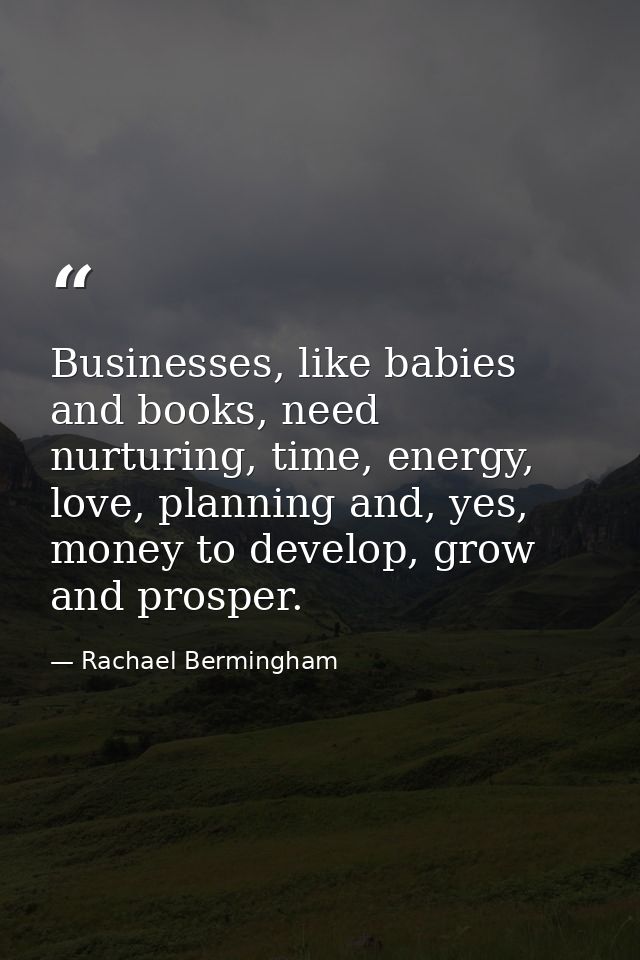 Businesses, like babies and books, need nurturing, time, energy, love, planning and, yes, money to develop, grow and pro — Rachael Bermingham