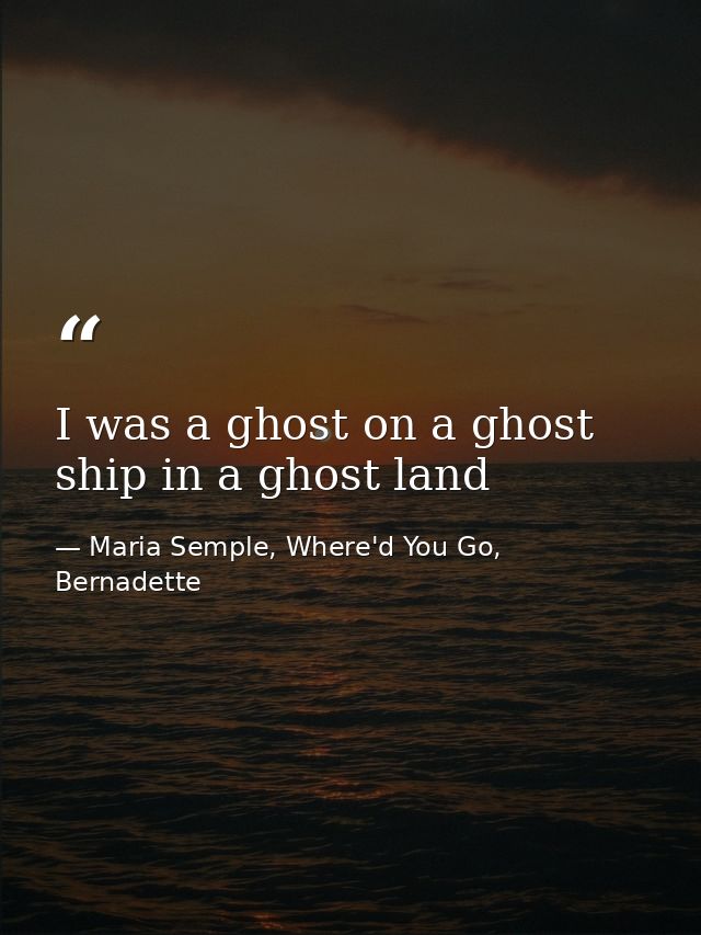 I was a ghost on a ghost ship in a ghost land — Maria Semple, Where'd You Go, Bernadette