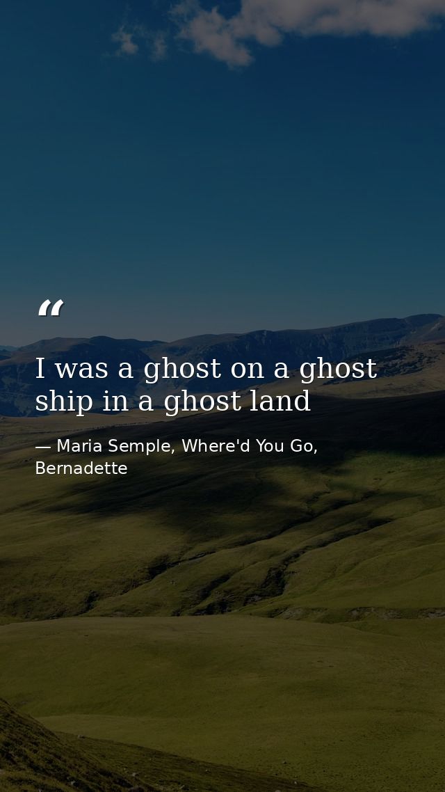 I was a ghost on a ghost ship in a ghost land — Maria Semple, Where'd You Go, Bernadette