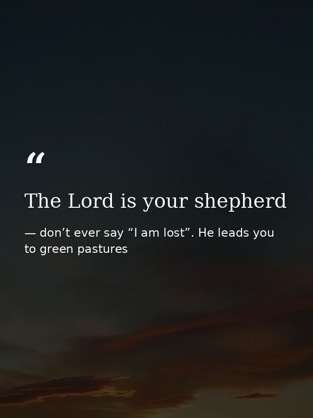 The Lord is your shepherd — don’t ever say “I am lost”. He leads you to green pastures