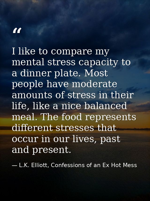 I like to compare my mental stress capacity to a dinner plate. Most people have moderate amounts of stress in their life — L.K. Elliott, Confessions of an Ex Hot Mess
