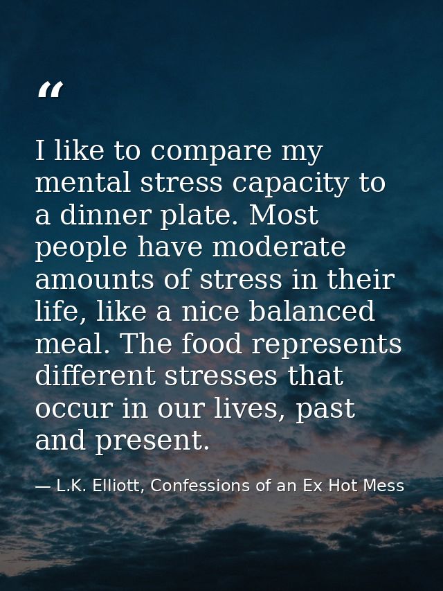 I like to compare my mental stress capacity to a dinner plate. Most people have moderate amounts of stress in their life — L.K. Elliott, Confessions of an Ex Hot Mess