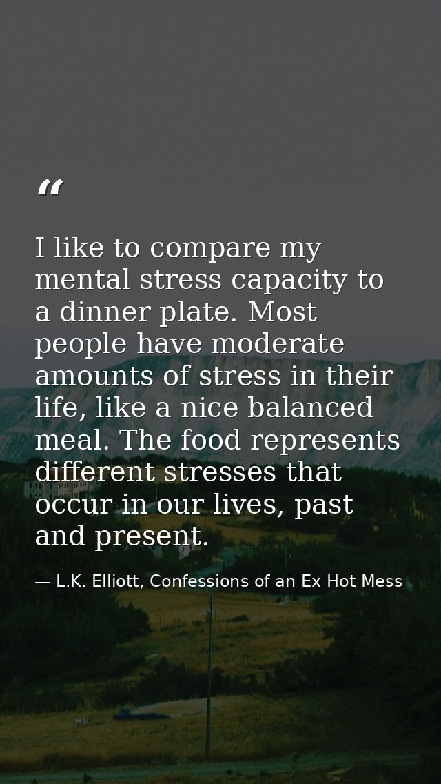 I like to compare my mental stress capacity to a dinner plate. Most people have moderate amounts of stress in their life — L.K. Elliott, Confessions of an Ex Hot Mess