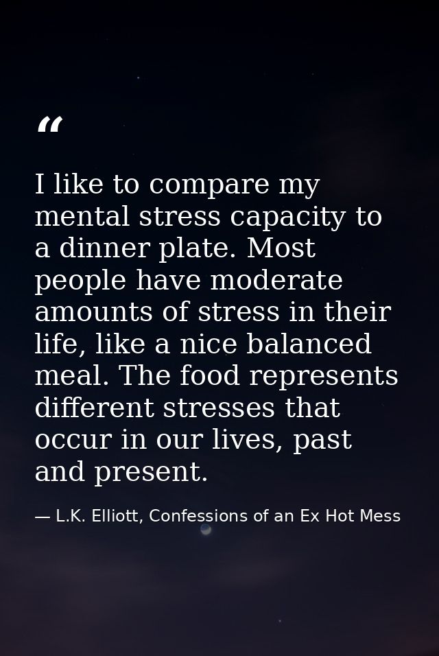 I like to compare my mental stress capacity to a dinner plate. Most people have moderate amounts of stress in their life — L.K. Elliott, Confessions of an Ex Hot Mess
