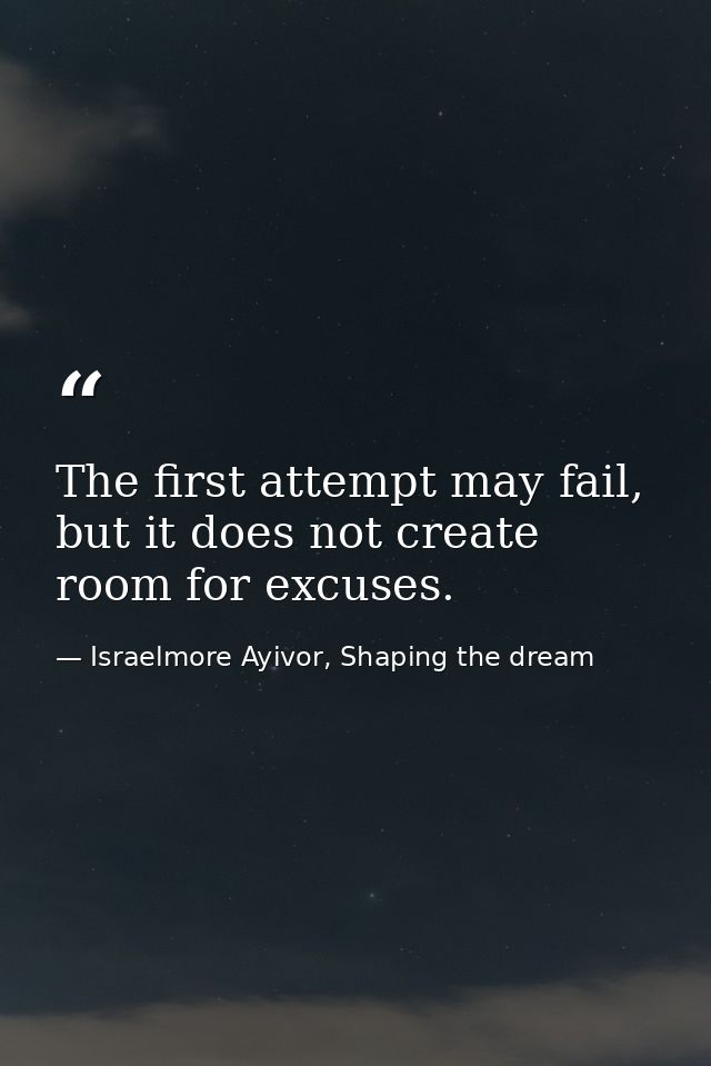 The first attempt may fail, but it does not create room for excuses. — Israelmore Ayivor, Shaping the dream