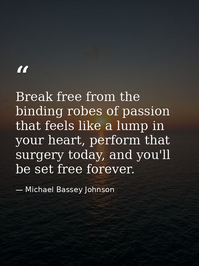 Break free from the binding robes of passion that feels like a lump in your heart, perform that surgery today, and you'l — Michael Bassey Johnson