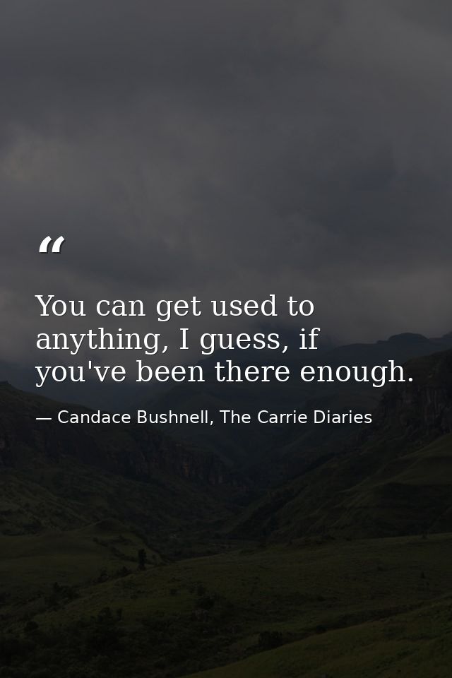 You can get used to anything, I guess, if you've been there enough. — Candace Bushnell, The Carrie Diaries