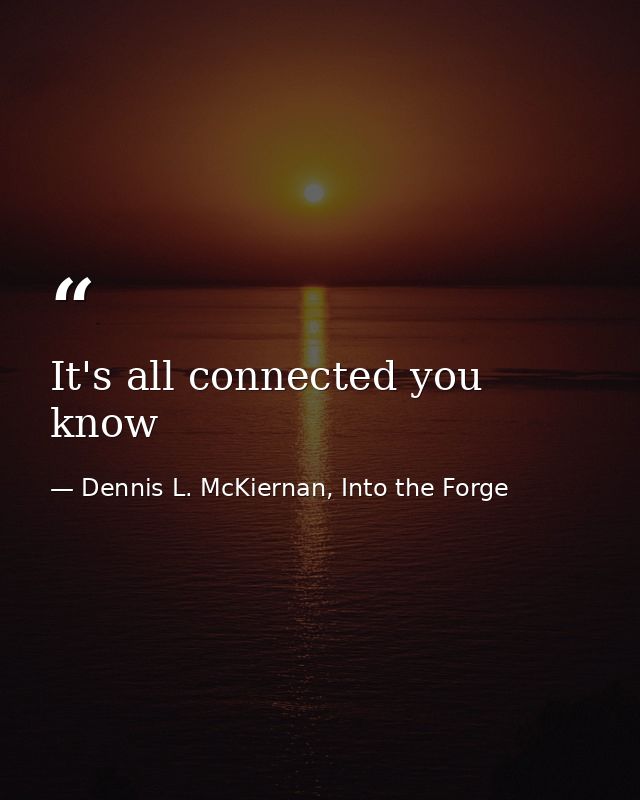 It's all connected you know — Dennis L. McKiernan, Into the Forge