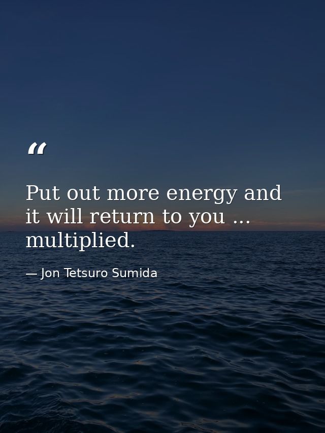 Put out more energy and it will return to you ... multiplied. — Jon Tetsuro Sumida