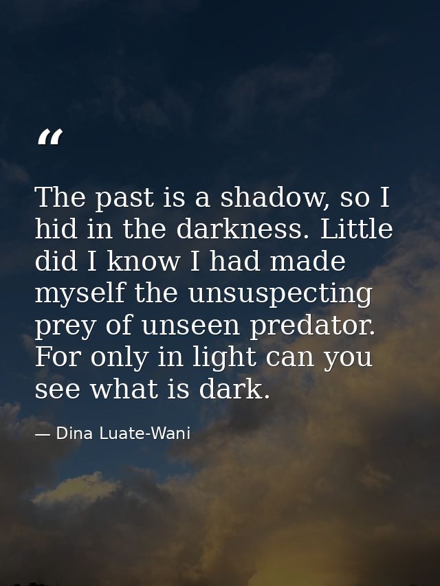 The past is a shadow, so I hid in the darkness. Little did I know I had made myself the unsuspecting prey of unseen pred — Dina Luate-Wani