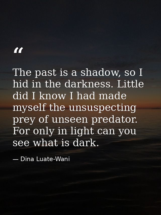 The past is a shadow, so I hid in the darkness. Little did I know I had made myself the unsuspecting prey of unseen pred — Dina Luate-Wani