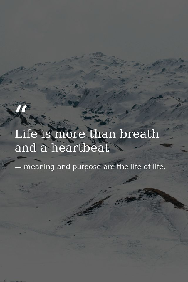 Life is more than breath and a heartbeat — meaning and purpose are the life of life.