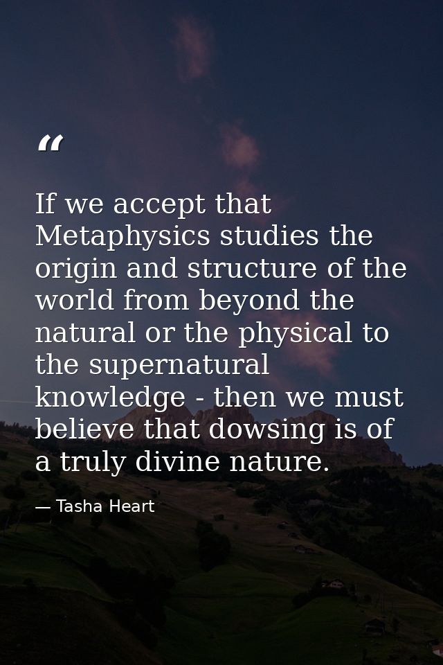 If we accept that Metaphysics studies the origin and structure of the world from beyond the natural or the physical to t — Tasha Heart