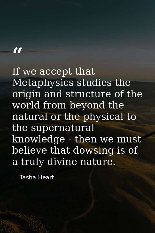 If we accept that Metaphysics studies the origin and structure of the world from beyond the natural or the physical to t — Tasha Heart