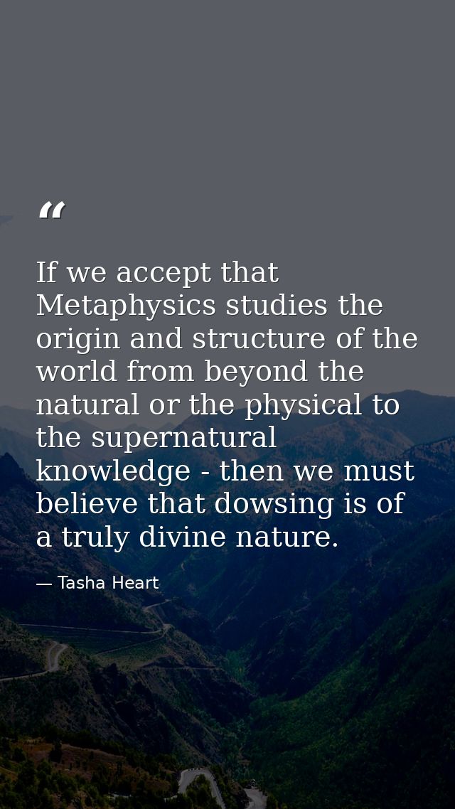 If we accept that Metaphysics studies the origin and structure of the world from beyond the natural or the physical to t — Tasha Heart