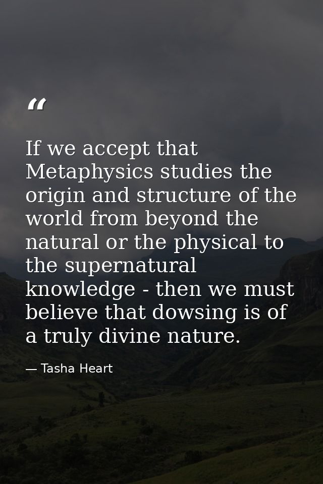 If we accept that Metaphysics studies the origin and structure of the world from beyond the natural or the physical to t — Tasha Heart