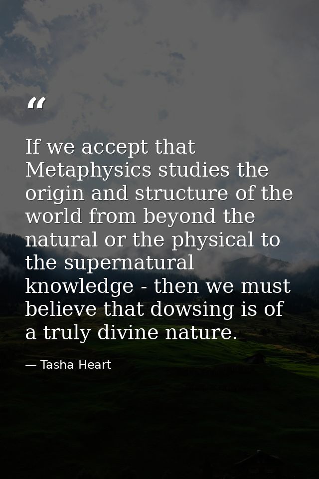If we accept that Metaphysics studies the origin and structure of the world from beyond the natural or the physical to t — Tasha Heart